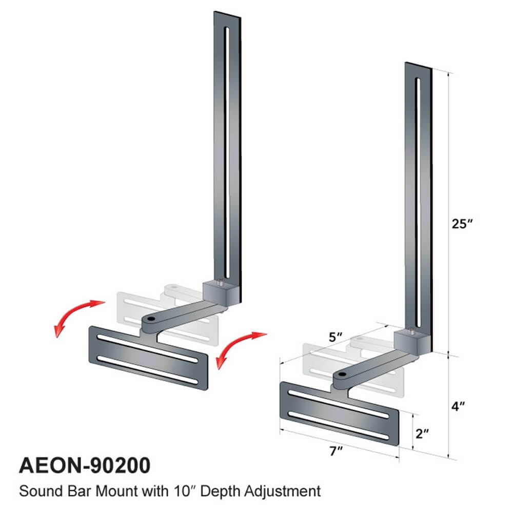 soundbar speaker mount with depth adjustments for tv wall mount brackets