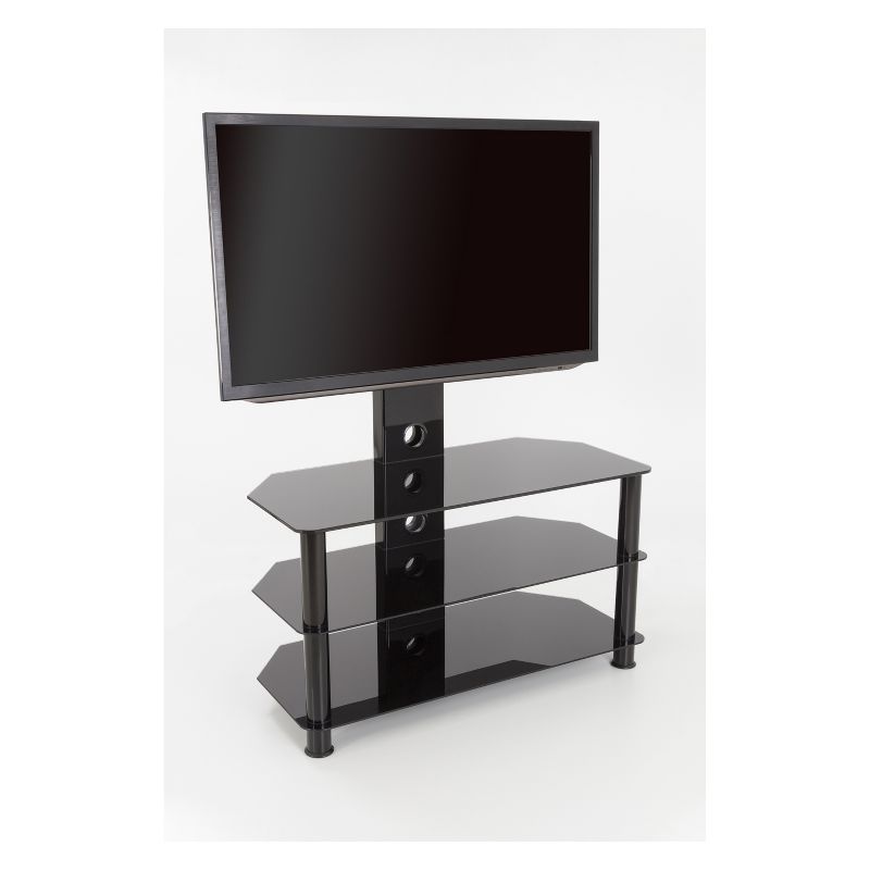 60" TV Stand with TV Mount - Silver/Black