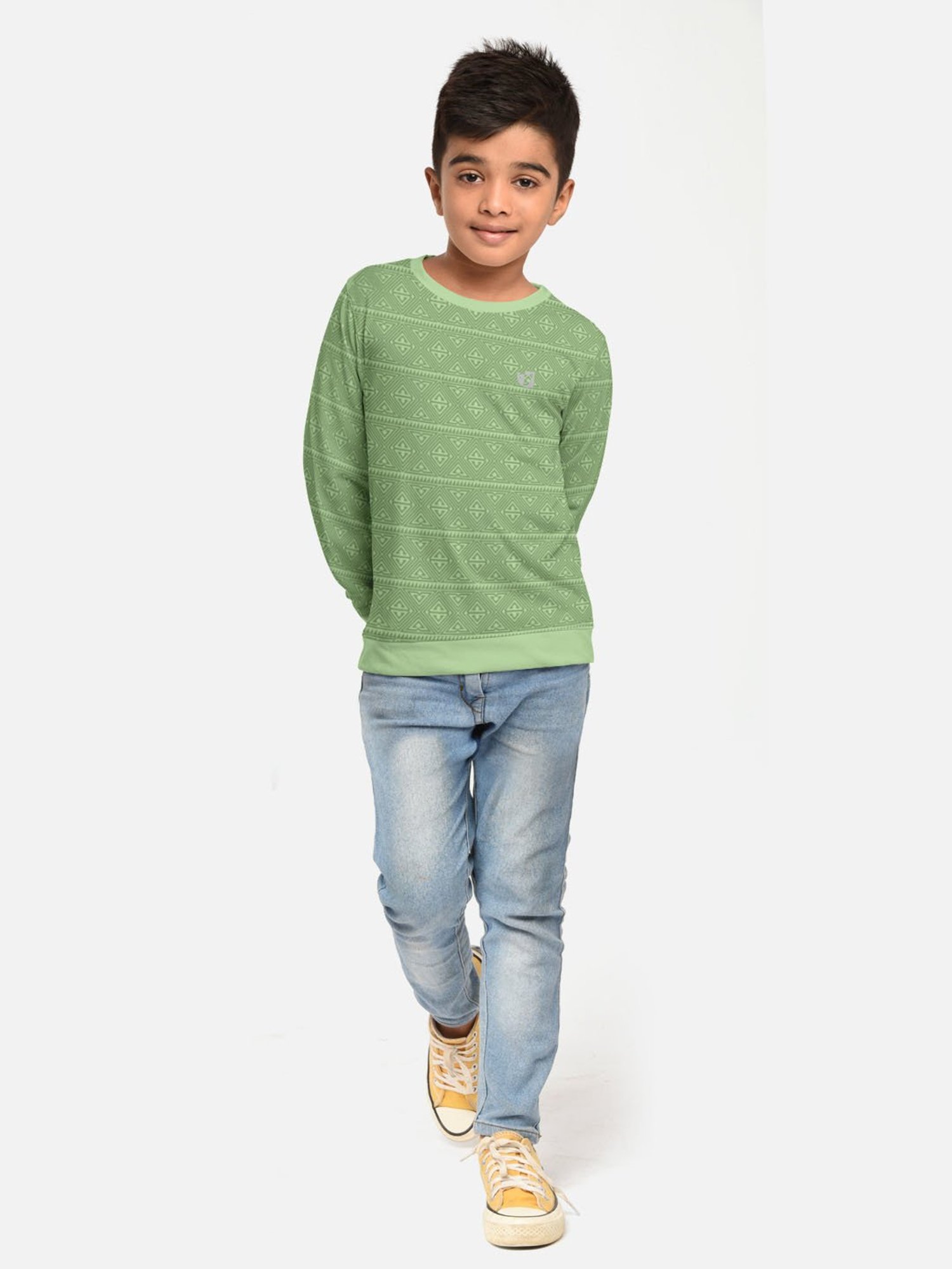 HELLCAT Green Printed Full Sleeves T-Shirt