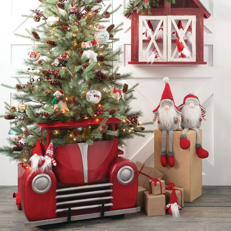 Lakeside 48" Snowy Burlap Christmas Tree Skirt with Doily Cloth