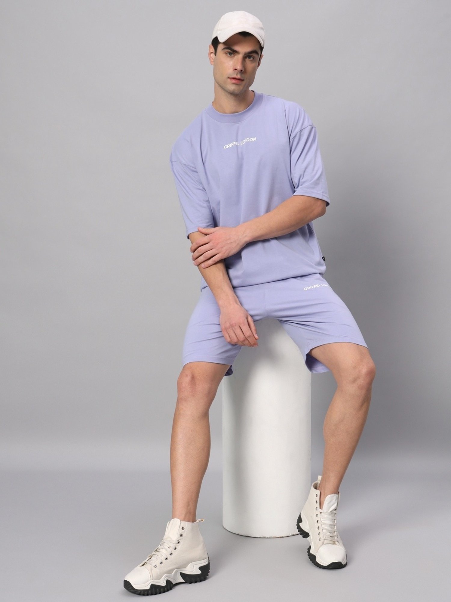 Griffel Lavender Cotton Loose Fit Logo Printed Co-Ord Set