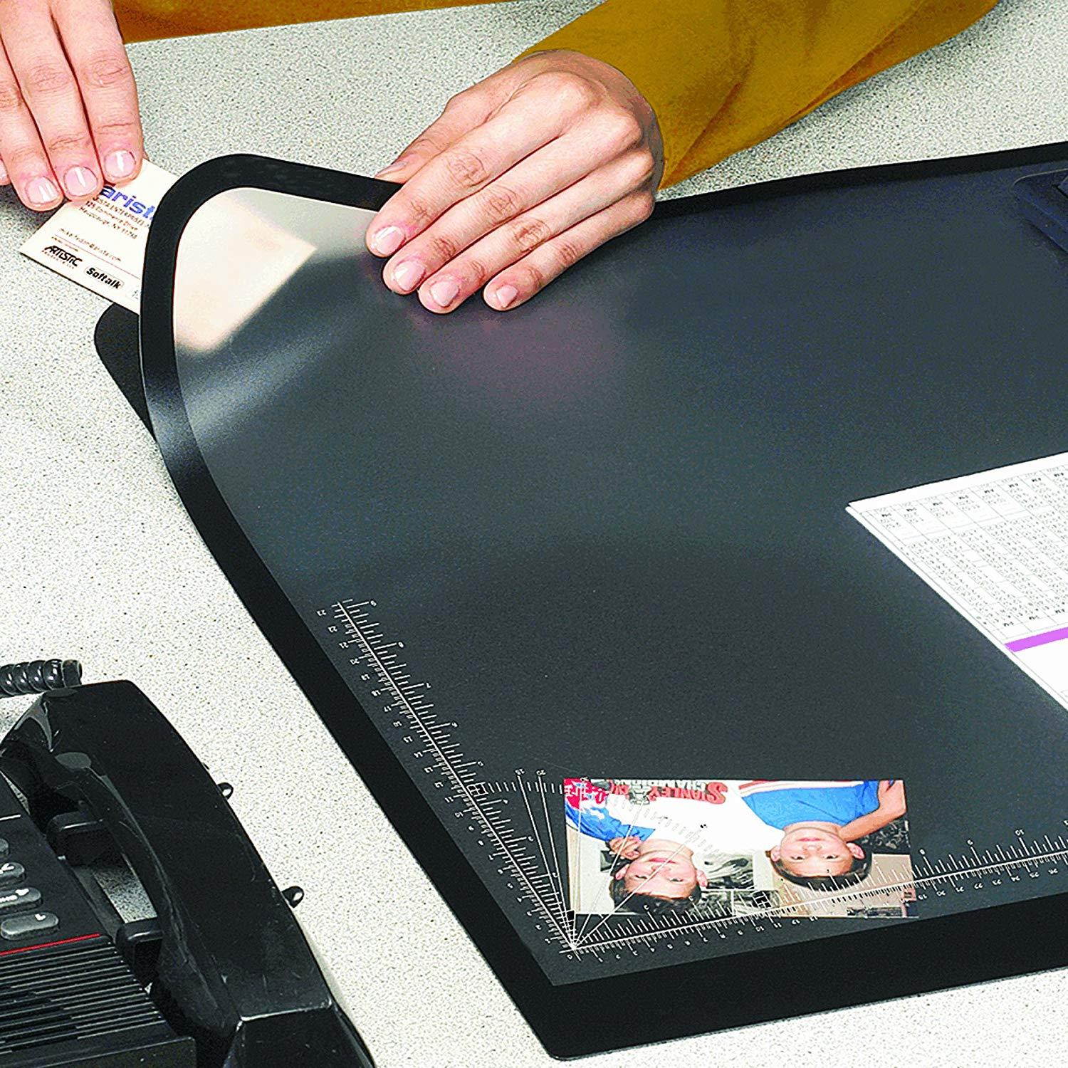 Artistic 19" x 24" Logo Pad Lift-top Desk Pad, Black/Clear