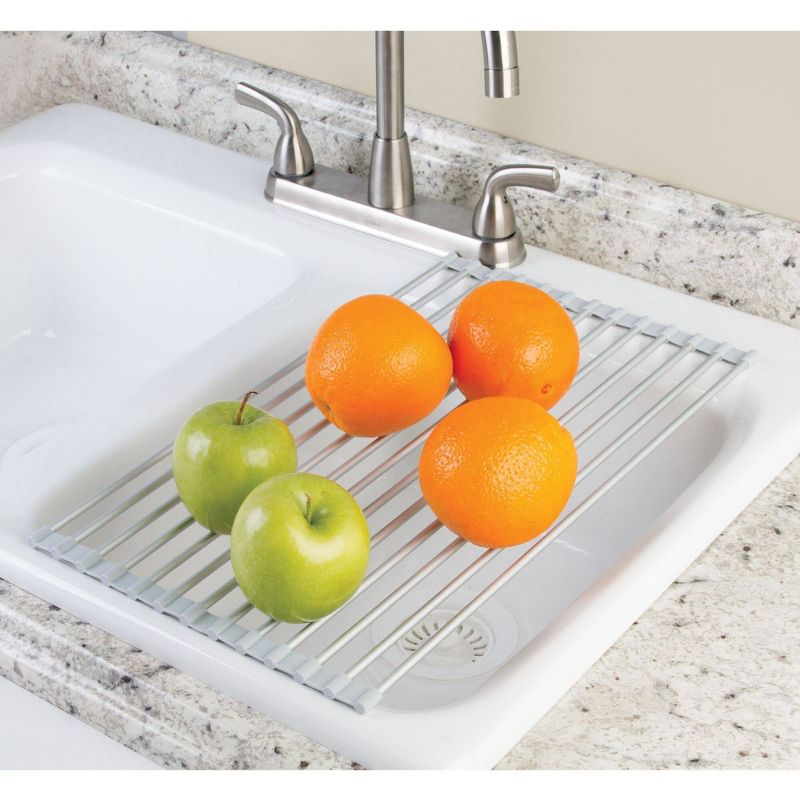 iDESIGN Metro Aluminum Over Sink Drain Board Silver