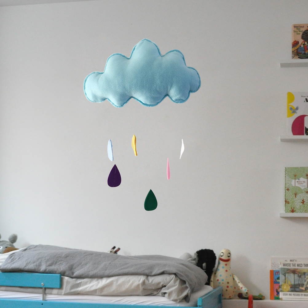 Baby Bedroom Decor Hanging Wall Sticker Kids Play Tent Decoration Props Toys Raining Clouds Water Drop Ornament