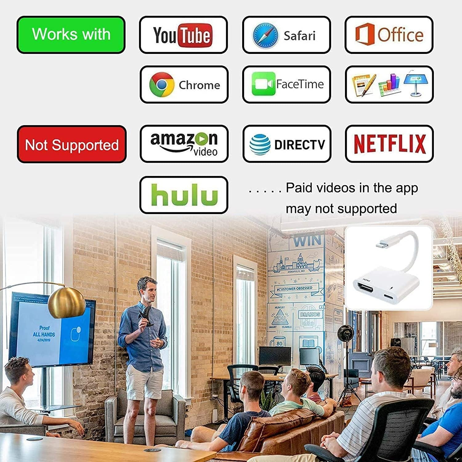 [Apple MFi Certified] Lightning to HDMI Adapter Lightning to Digital AV Adapter 1080p Sync Screen HDMI Connector Cable Compatible with iPhone 12/11/SE/XS/XR/X/8 7 iPad to HDTV Projector Monitor