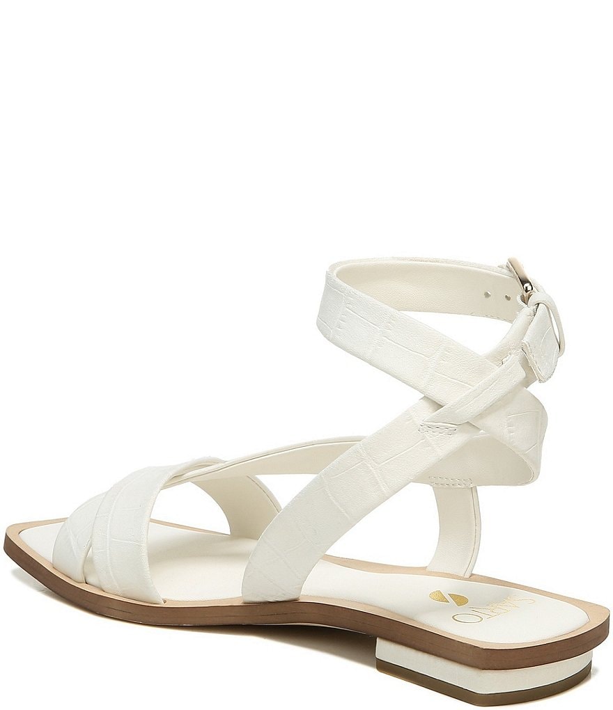 Sarto by Franco Sarto Ema 2 Ankle Strap Croco Print Leather Square Toe Flat Sandals