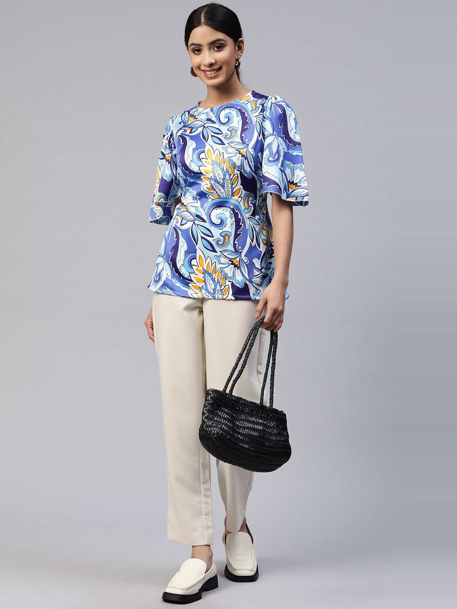 Melon by PlusS Blue Printed Top