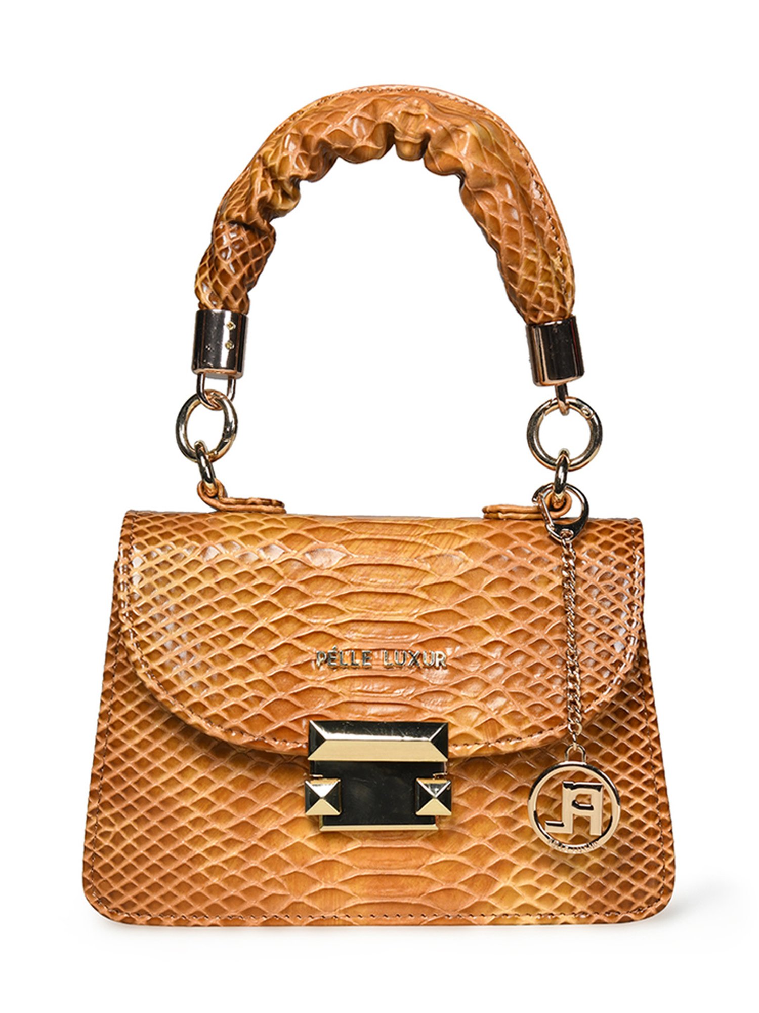 PELLE LUXUR Light Brown & Dark Brown Animal Effect Small Satchel