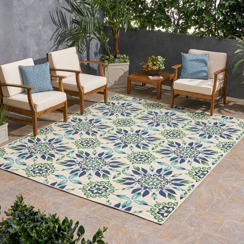 8' x 10' Le Soleil Outdoor Rug Black/Ivory - Linon