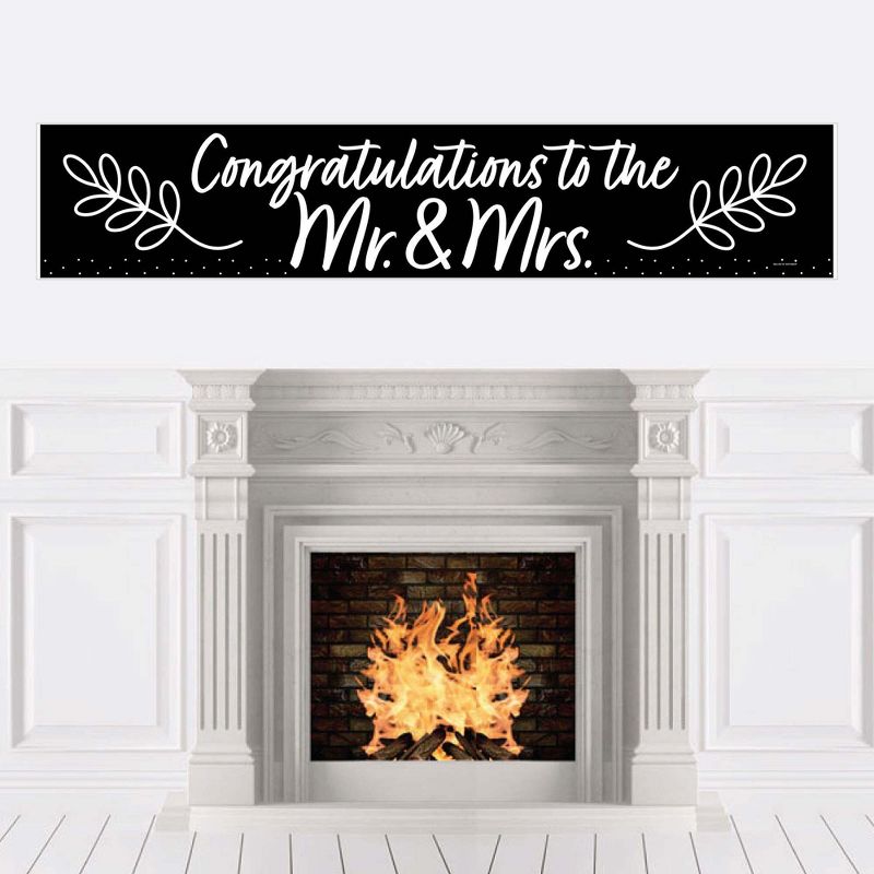 Big Dot of Happiness Mr. and Mrs. - Black and White Wedding or Bridal Shower Decorations Party Banner