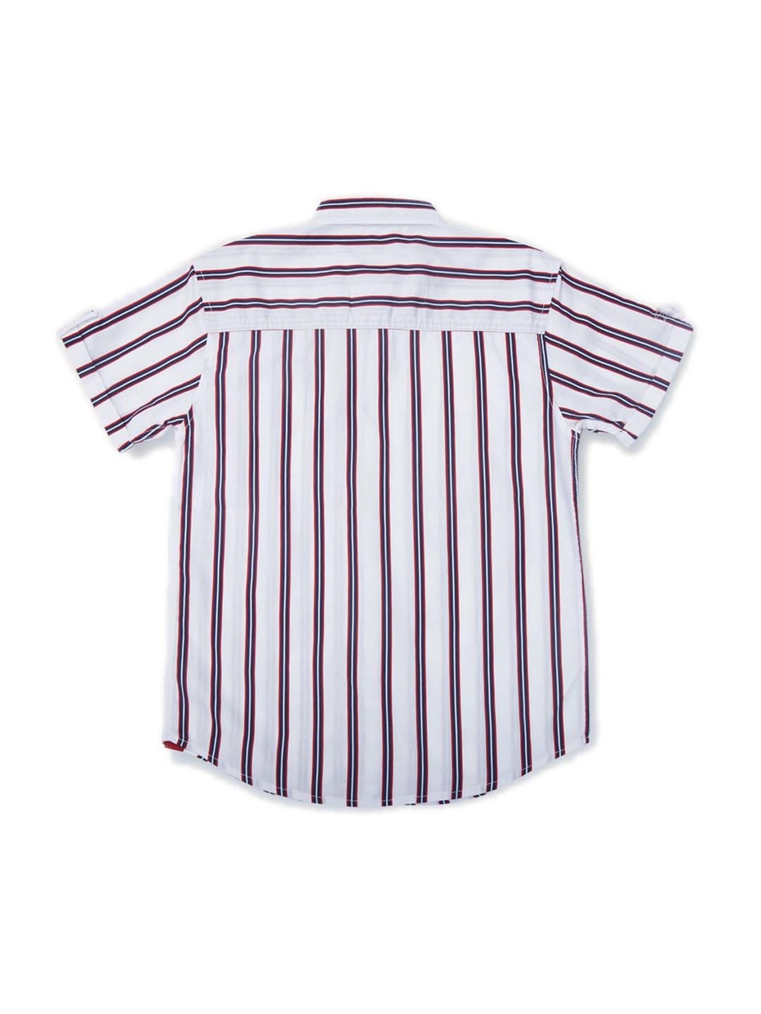 Gini & Jony Kids White & Blue Cotton Striped Shirt