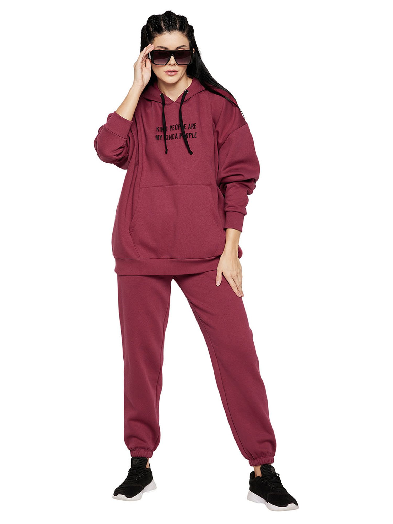 EDRIO Maroon Graphic Print Tracksuit