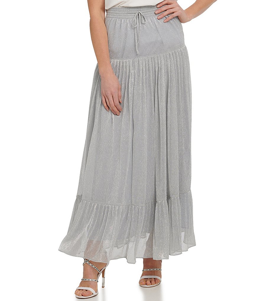 Eva Varro Animal Print Knit Jersey Wide Yoke A-Line Midi Skirt