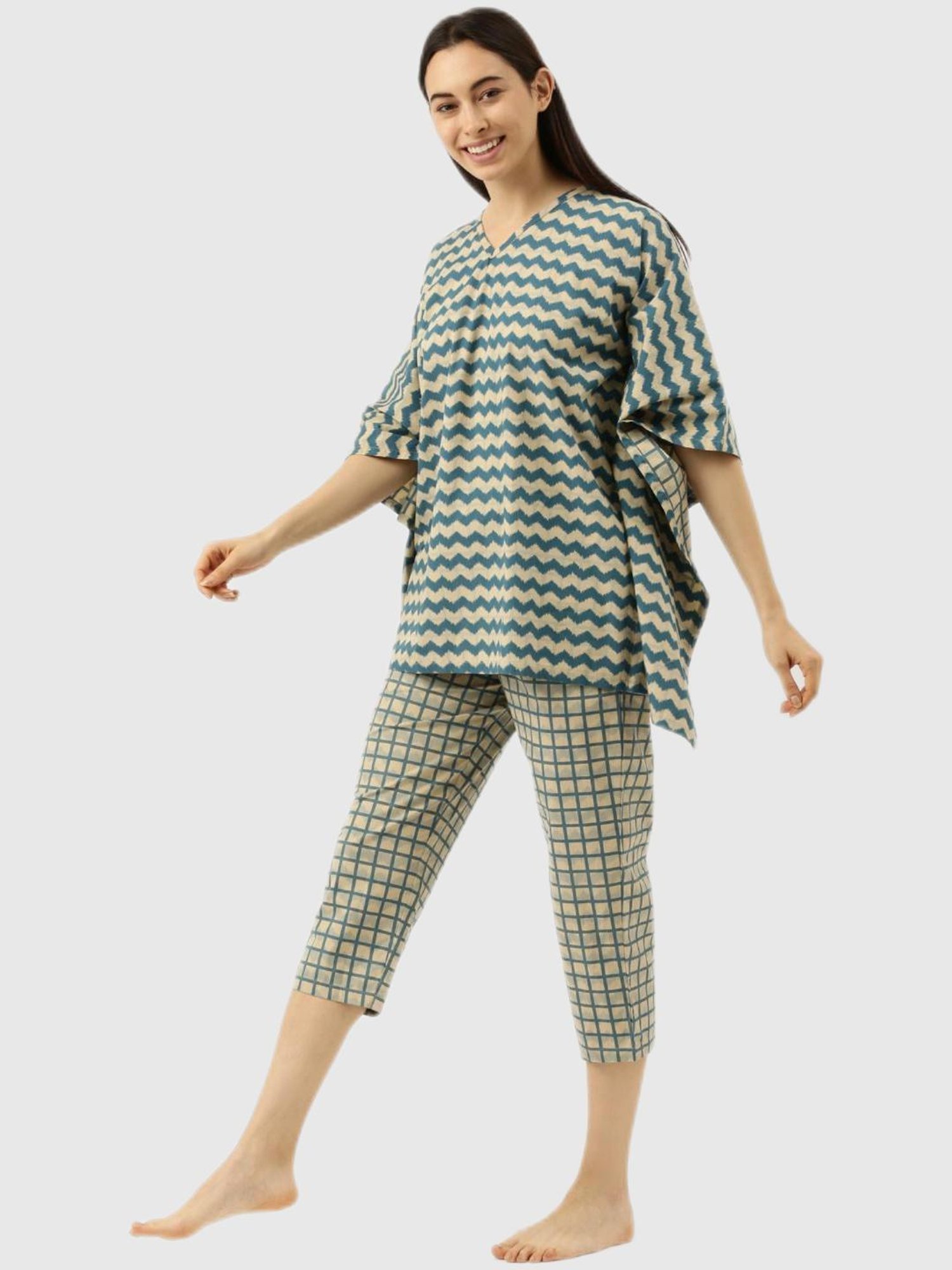 Clt.s Blue Chevron Print Pajama Set