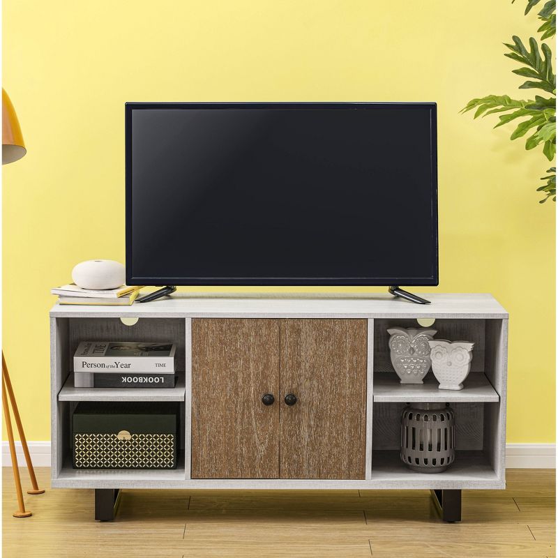 47.6" TV Stand For TVs up to 53" Saw Cut Off White - Home Essentials