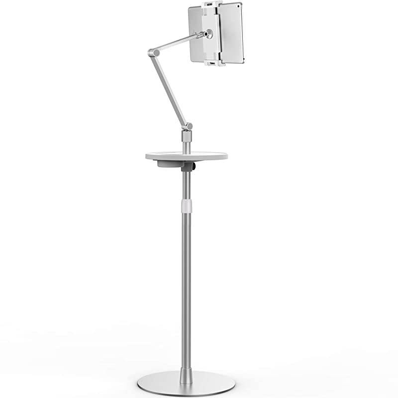 Tablet Floor Stand Holder for iPadApplicable to 45~10inch Smart Phone and Tablet Such as iPad iPhone X iPad ProiPad Mini iPad Air 12 iPad 24 Silver