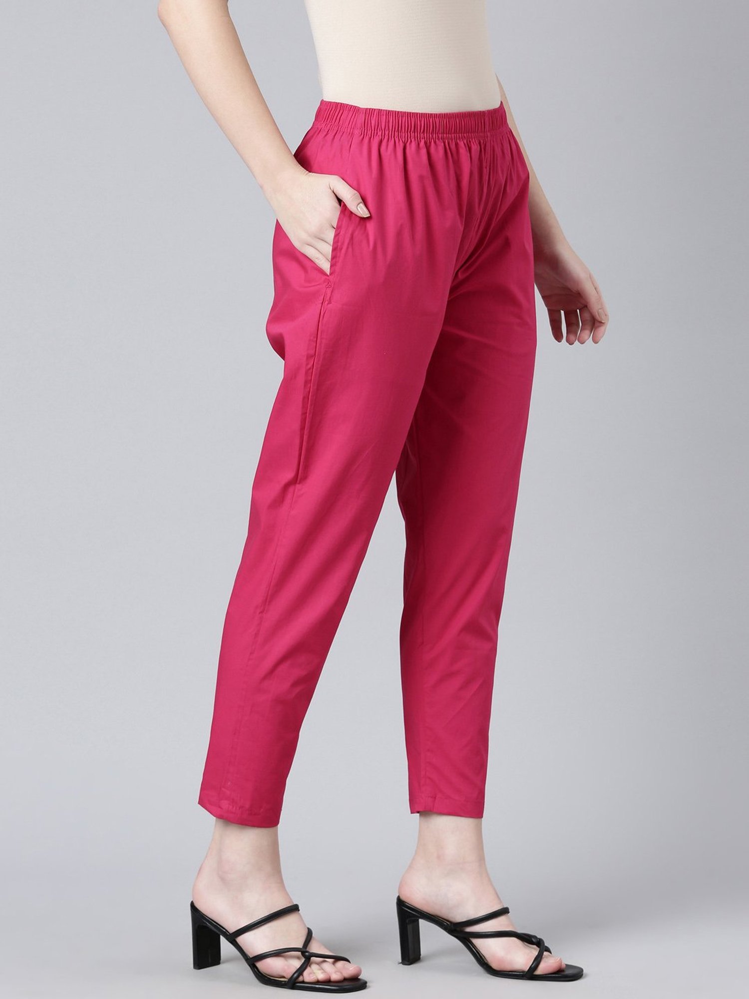 TWIN BIRDS Black & Pink Cotton Pants - Pack Of 2