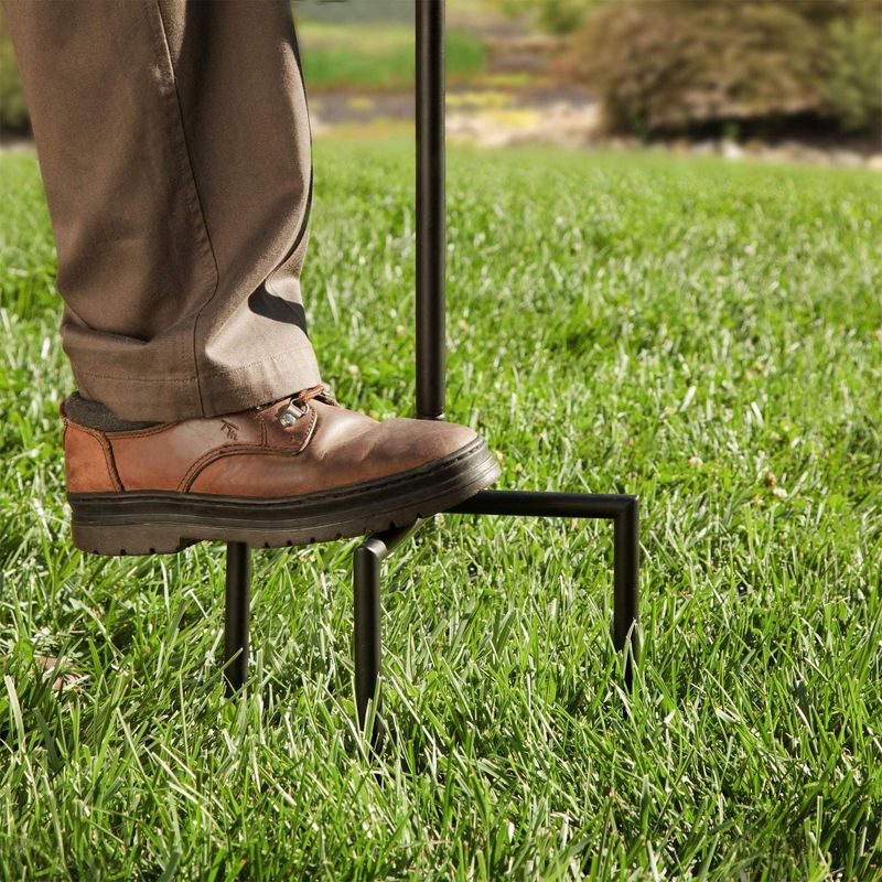 Liberty Garden Decorative Manger Style Water Hose Stand Holder Hanger with Black Star Design for Yard with Heavy Duty 3 Prong Anchor Support, Black