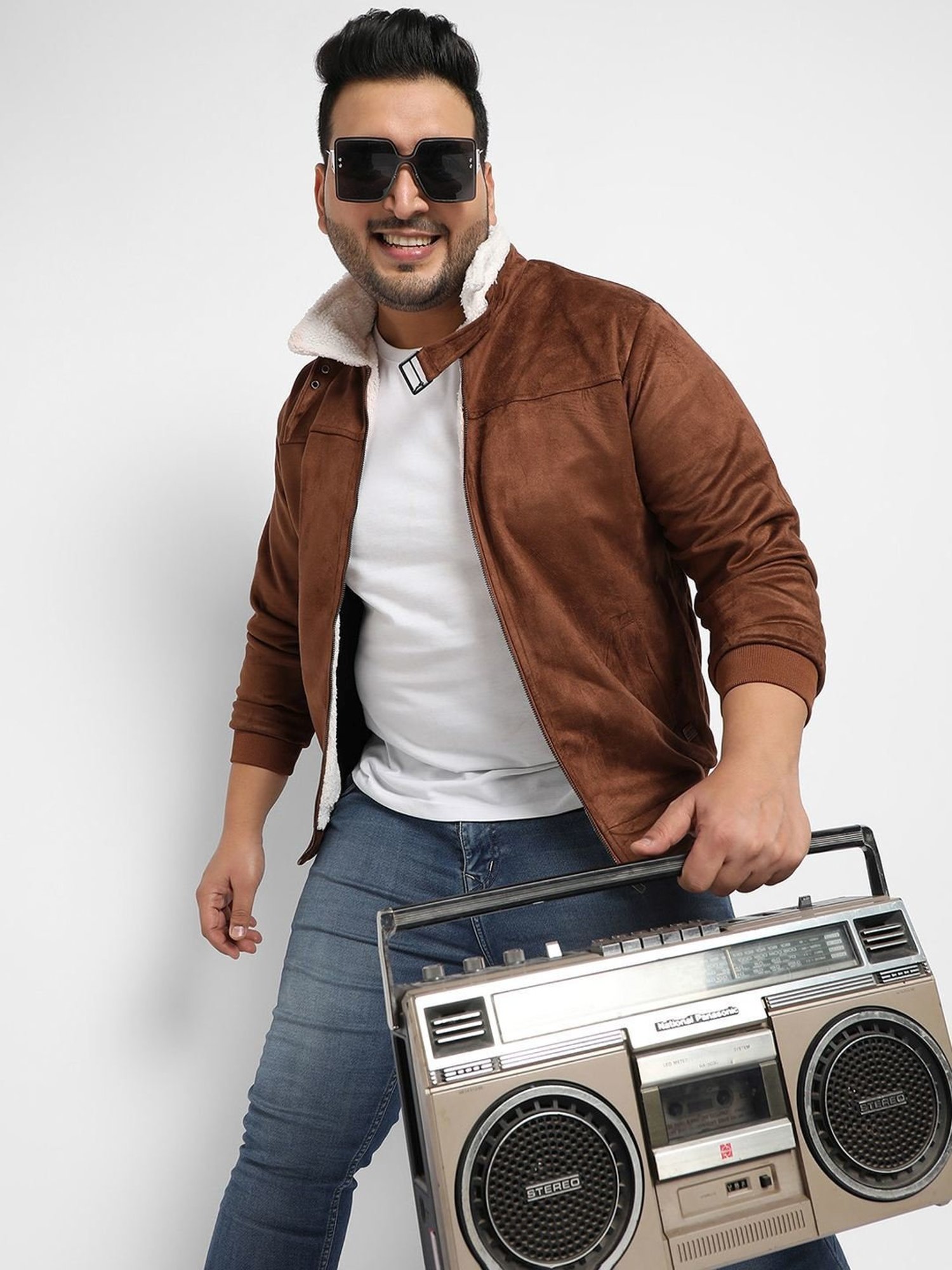 Instafab Plus Brown Regular fit Plus Size Jacket