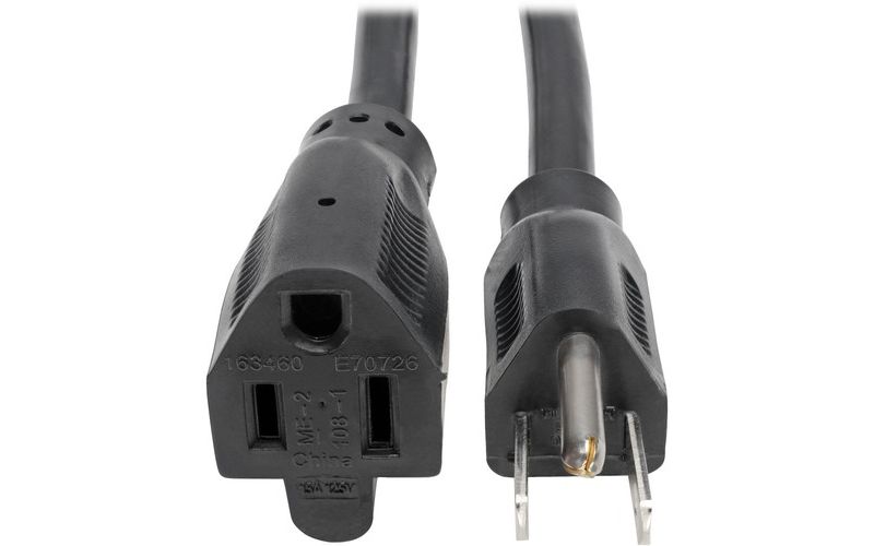 Tripp Lite Power Cord Extension Cable Heavy Duty 14AWG 5-15P 5-15R 15A 25' - 120 V AC Voltage Rating - 15 A Current Rating - Black