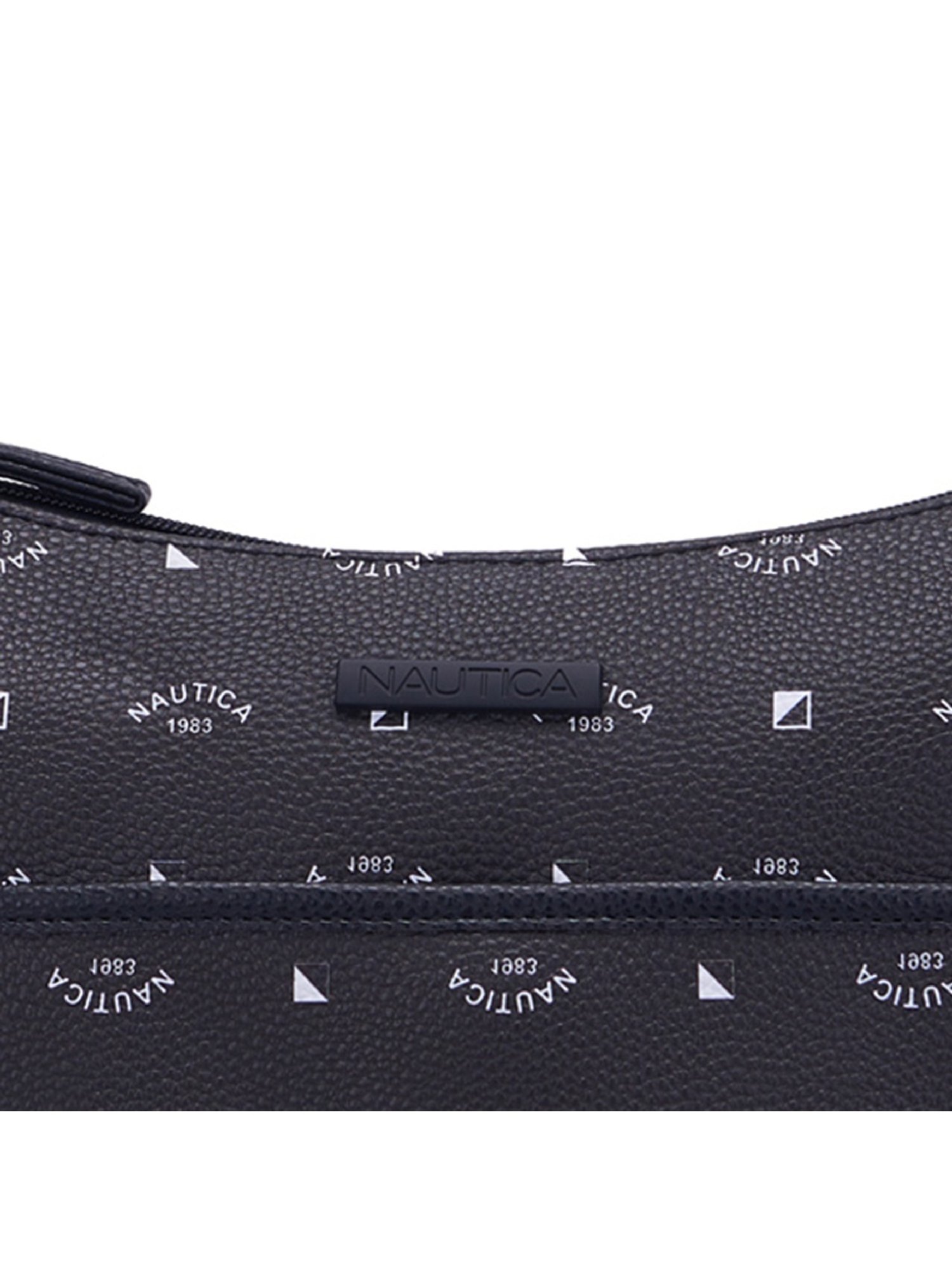 Nautica Black Printed Medium Hobo Handbag