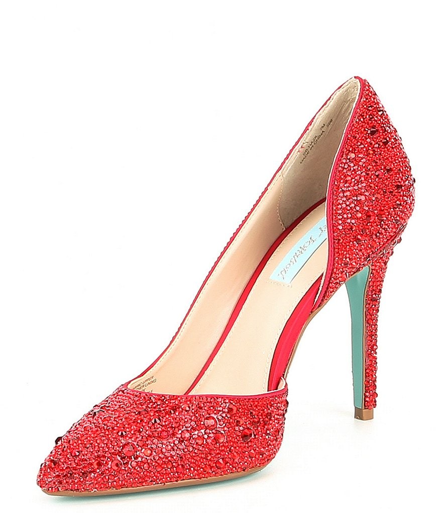 Blue by Betsey Johnson Hazil Jeweled d'Orsay Pointed Toe Stiletto Pumps