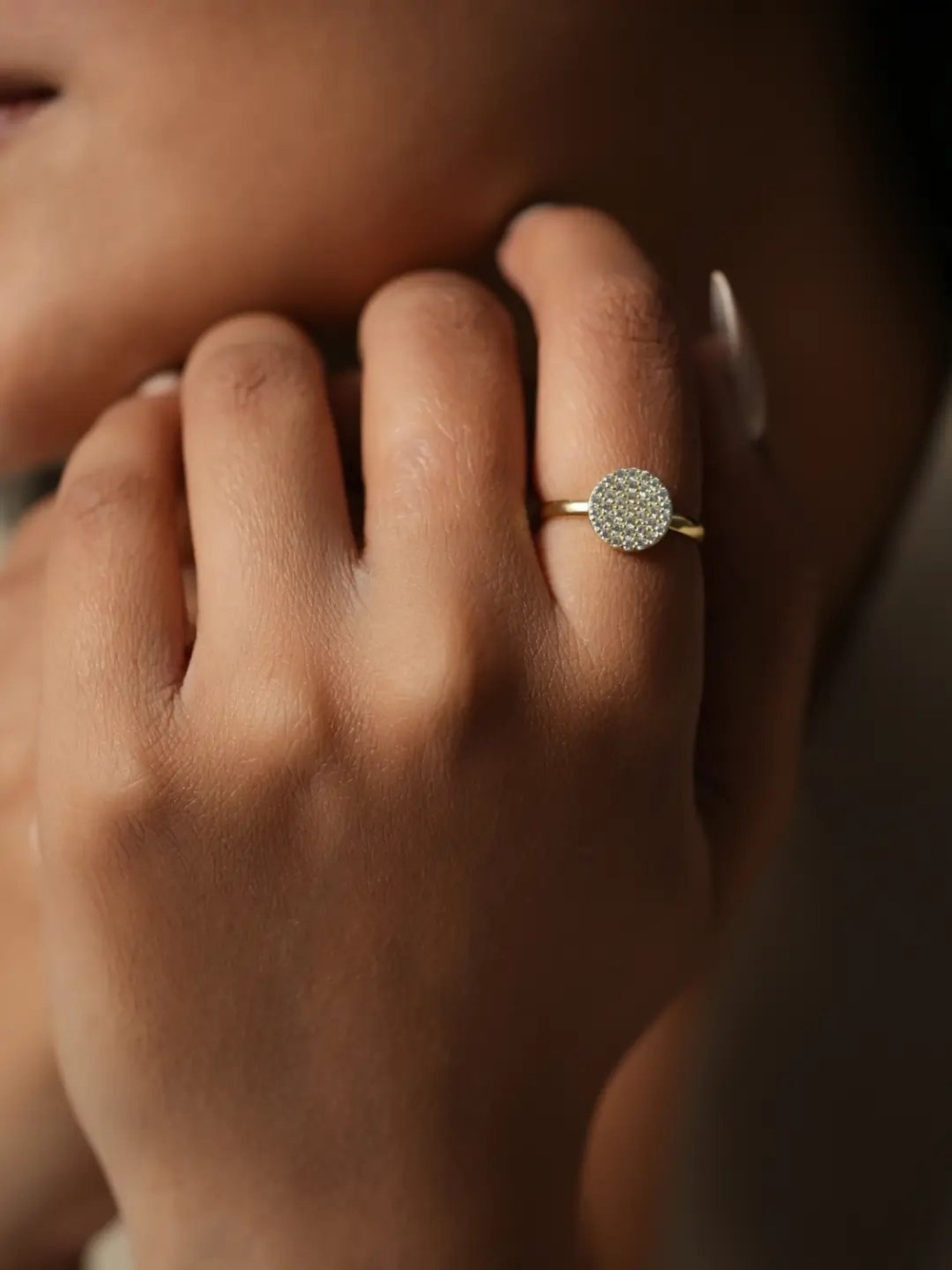 Mabel 92.5 Sterling Silver 18k Gold-Plated Cluster Circle Adjustable Ring