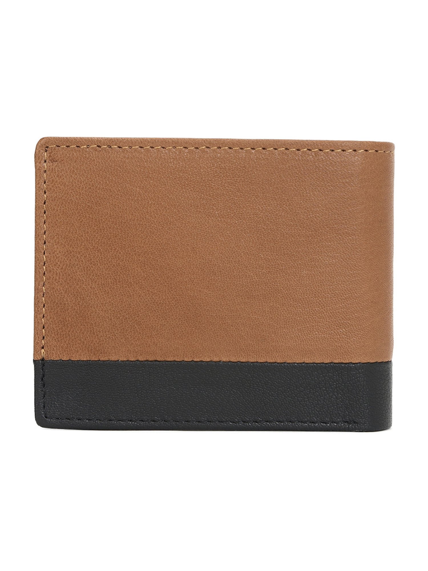 Van Heusen Brown Color Block Leather Bi-Fold Wallet for Men