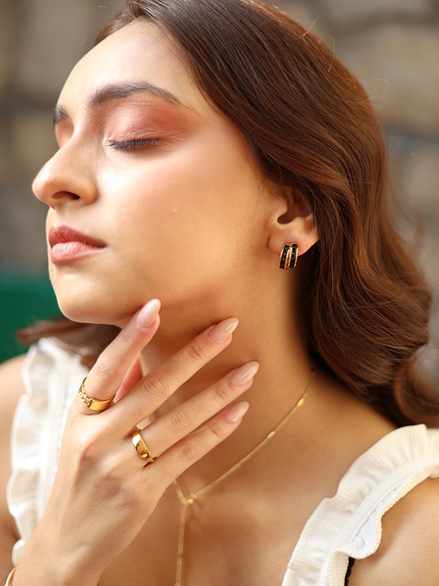 Perfectly Average Black Baguette Studs for Women & Girls