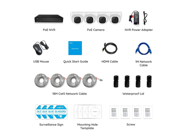 Reolink 8CH 5MP PoE Home Security Camera System, 4pcs Wired 5MP Outdoor PoE IP Cameras, 8MP/4K 8-Channel NVR Security System with 2TB HDD for 24/7 Recording, RLK8-520D4-5MP