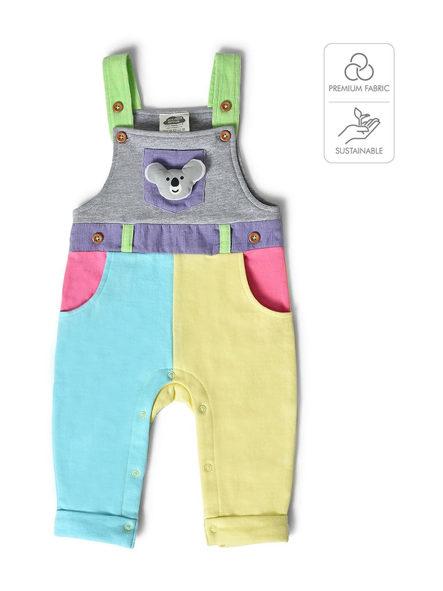 MiArcus Kids Multicolor Cotton Color Block Dungaree