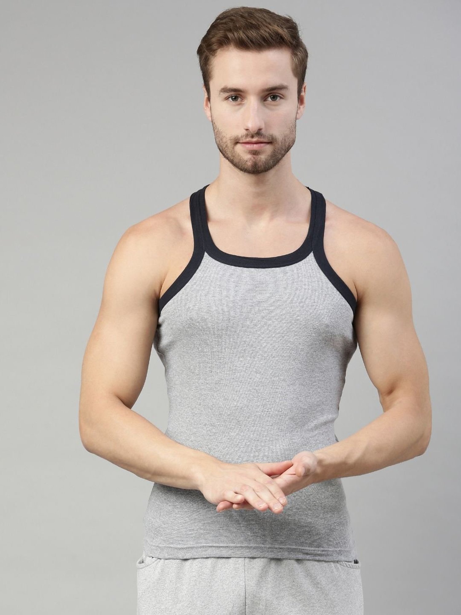 Dixcy Scott Originals Grey Cotton Regular Fit Vest