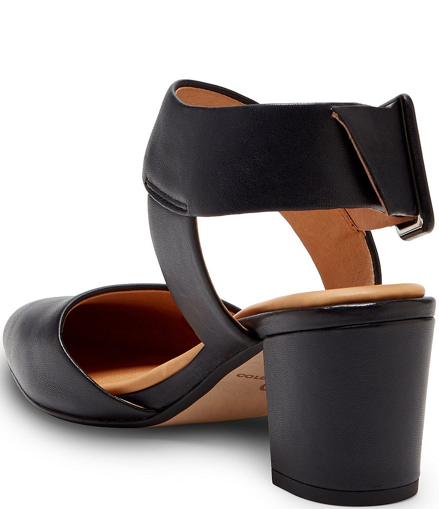 Riina Leather Asymmetrical Block Heel Pointed Toe Pumps