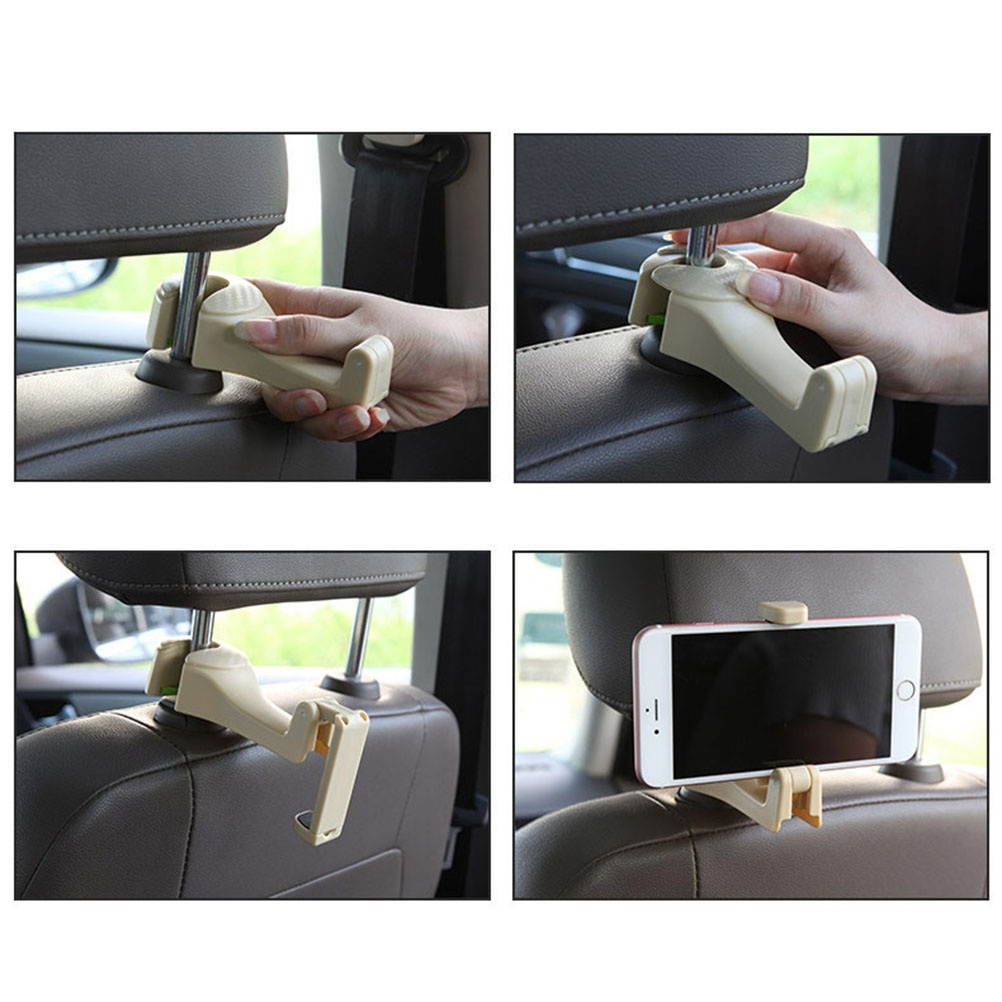 Car Backseat Headrest Phone Holder Car Headrest Mount Rotatable Universal Organizer for Smartphone (Black)