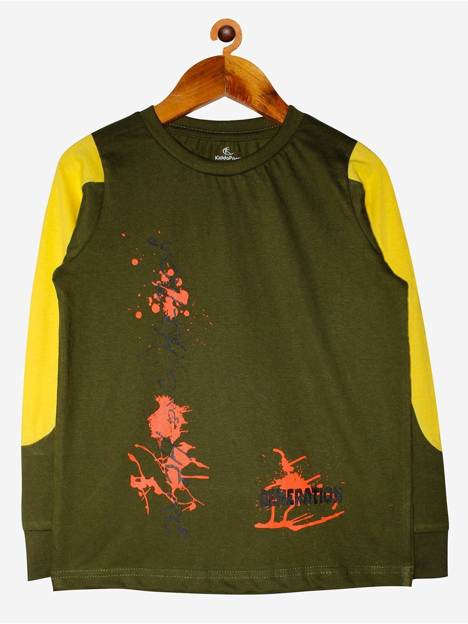Kiddopanti Kids Olive Printed T-Shirt