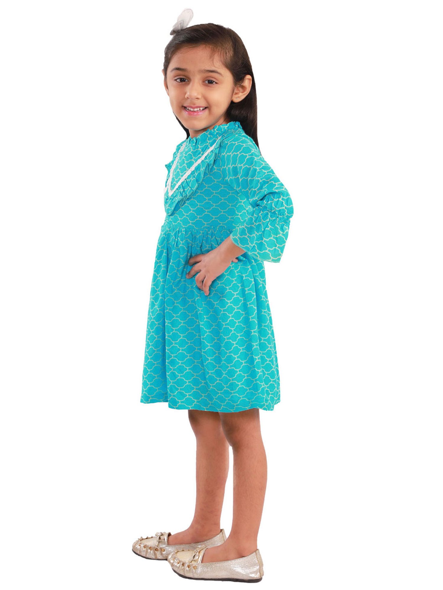 KidsDew Kids Sky Blue Printed Dress