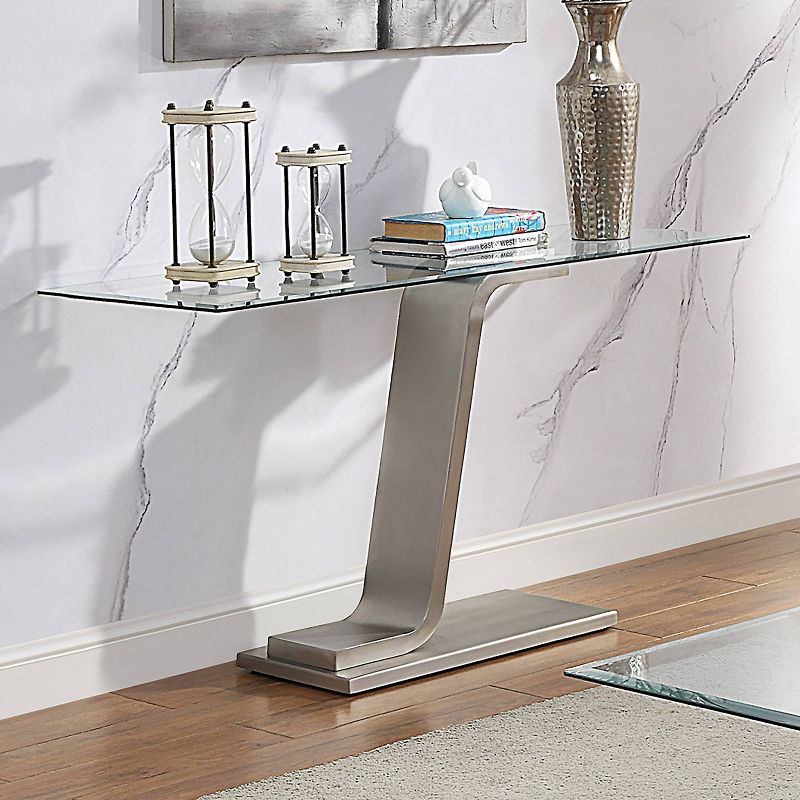 Corry Glass Top Sofa Table Satin Plated - HOMES: Inside + Out
