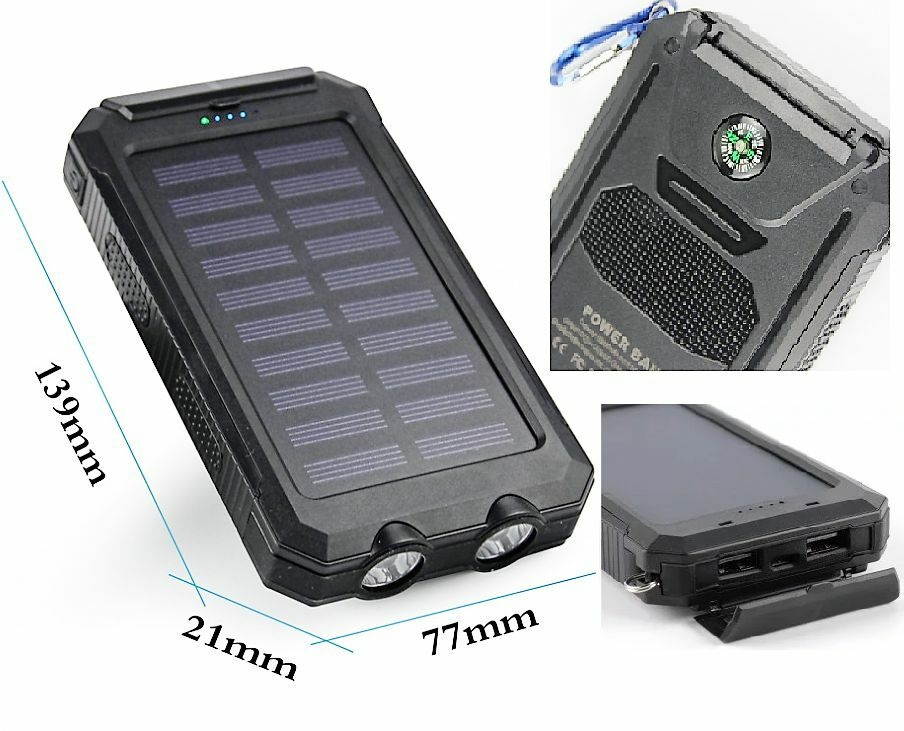 2020 Waterproof 900000mAh USB Portable Solar Charger Solar Power Bank For Phone