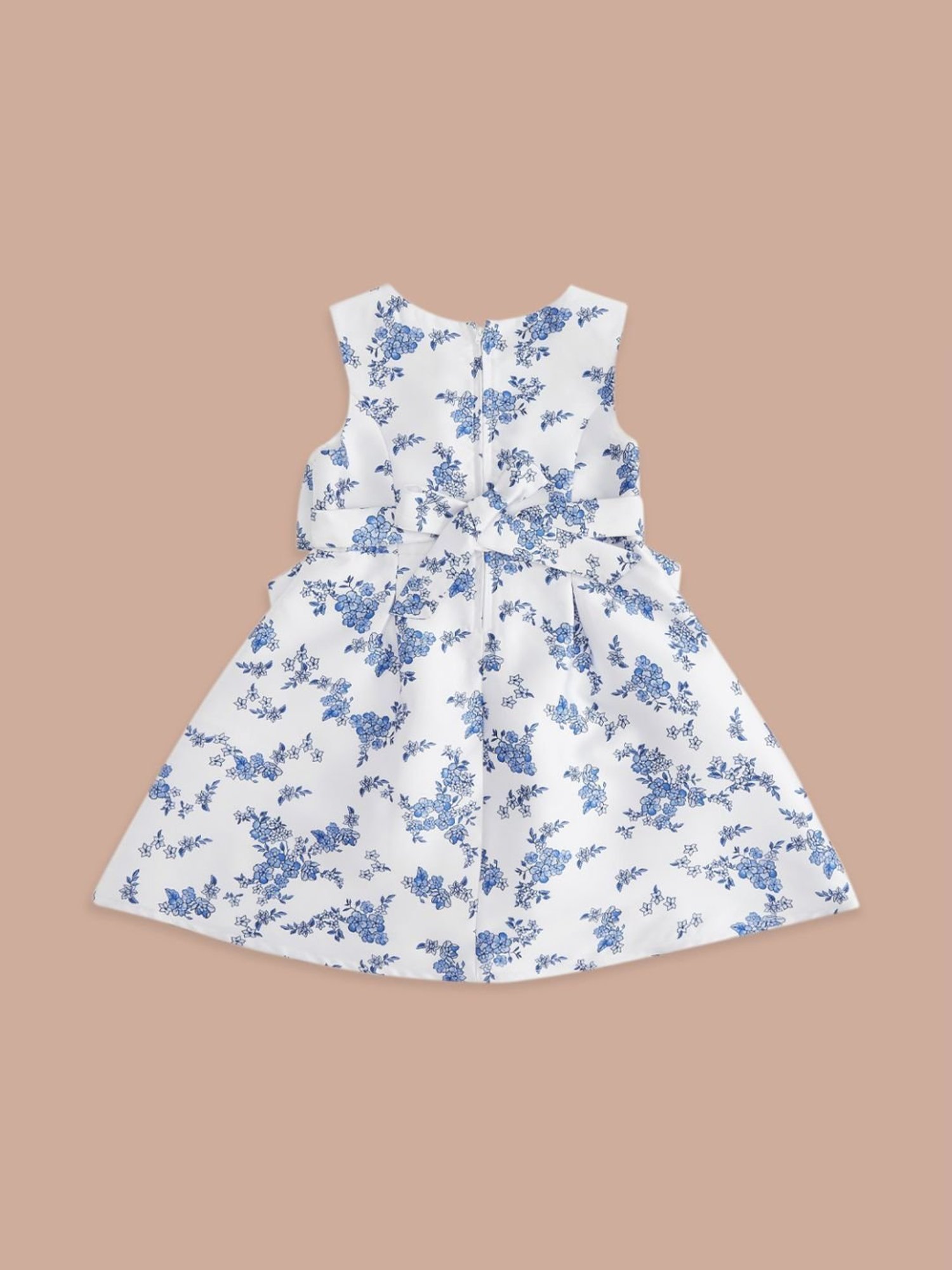 Pantaloons Junior White & Blue Cotton Floral Print Dress
