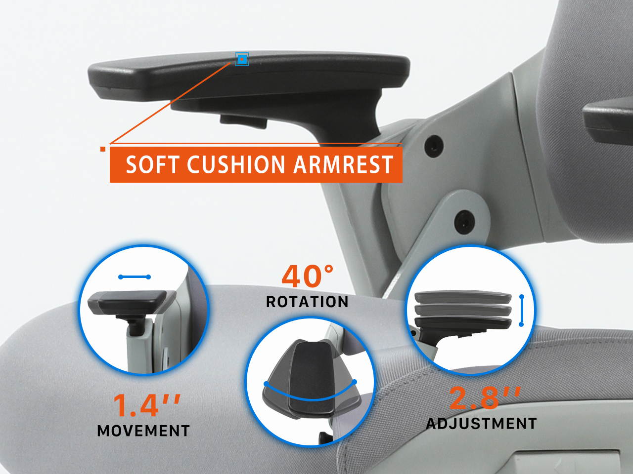 CLATINA 247 Series High Back Ergonomic Office Desk Chairs and Executive Chairs with Back Support, Grey