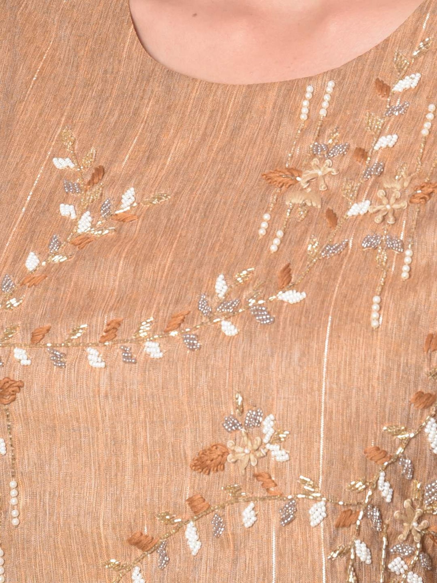 Dollar Missy Beige Embroidered Straight Kurta