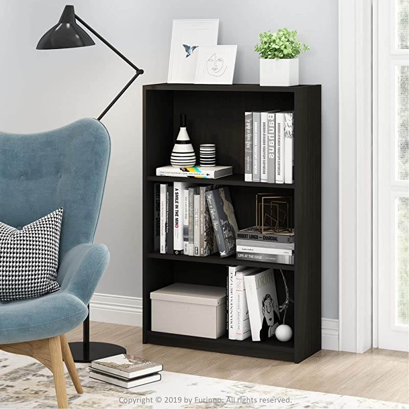 JAYA Simple Home 3-Tier Adjustable Shelf Bookcase, Espresso