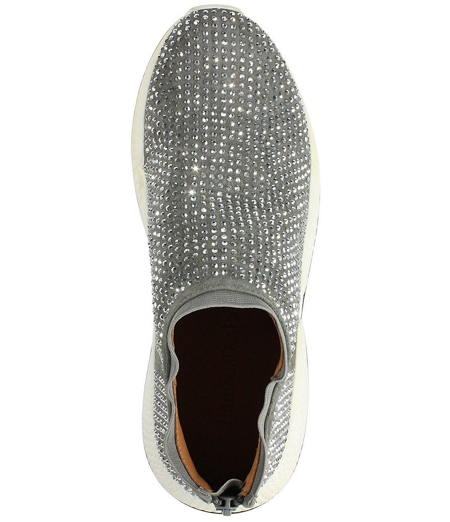 L'Amour Des Pieds Helana Rhinestone Suede Back Zip Wedge Sneakers