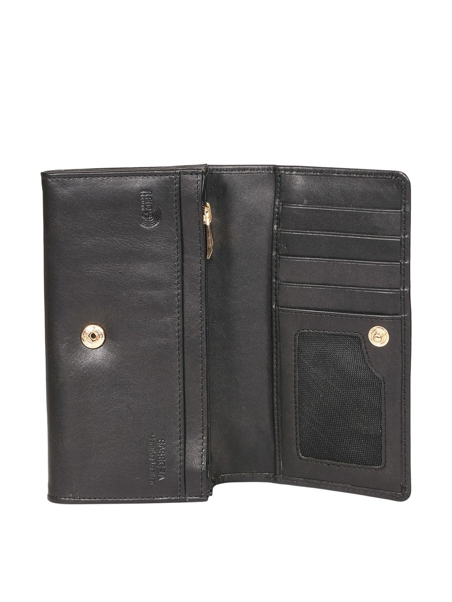SASSORA Black Solid Rfid Wallet for Women