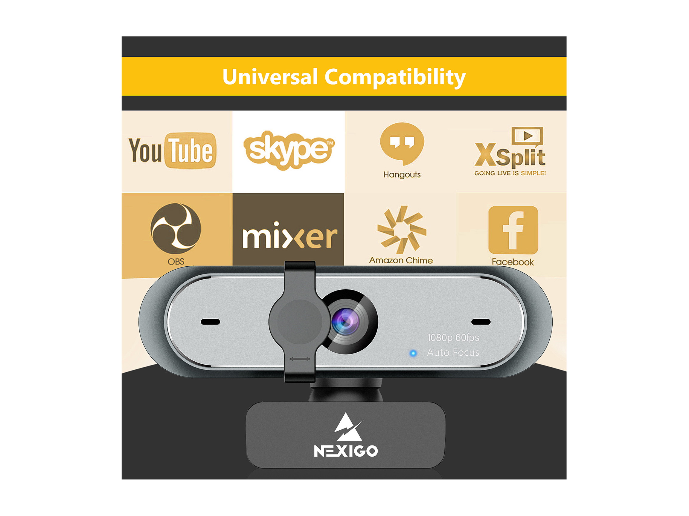 NexiGo N660P Pro FHD USB Computer Web Camera, for OBS Gaming Zoom Meeting Skype FaceTime Teams