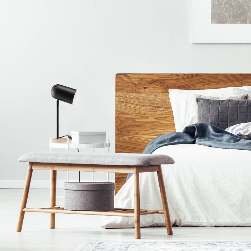 15" Portland Desk Lamp with Faux Wood Base Matte Black - Globe Electric