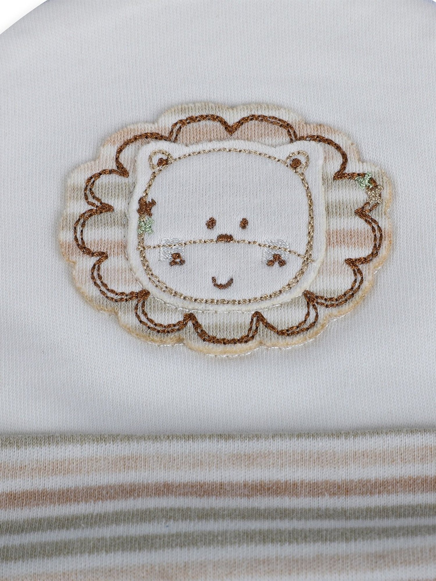 Baby Moo Kids White & Beige Cotton Applique Cap