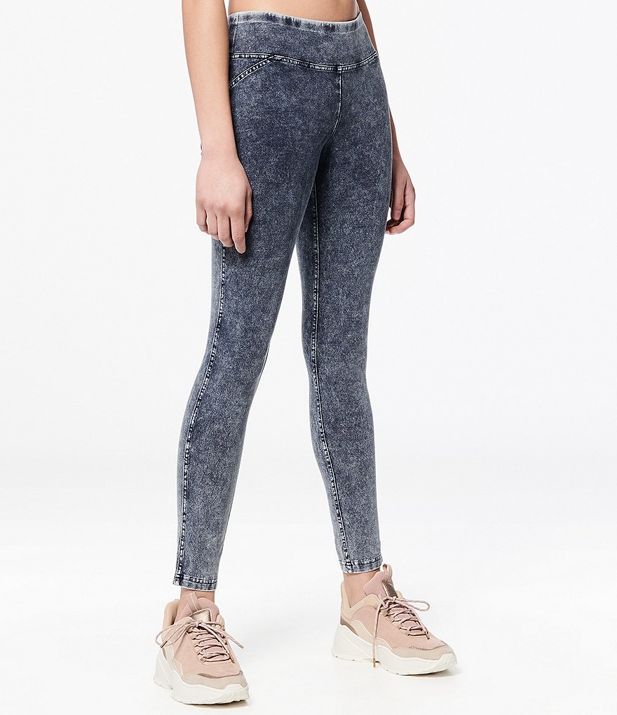 Marc New York Knit Denim Look Wide Waistband Jeggings