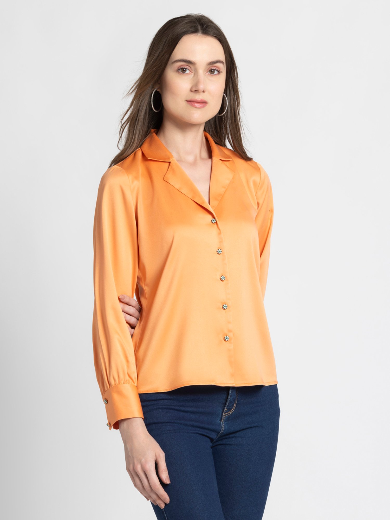 SHAYE Orange Regular Fit Top