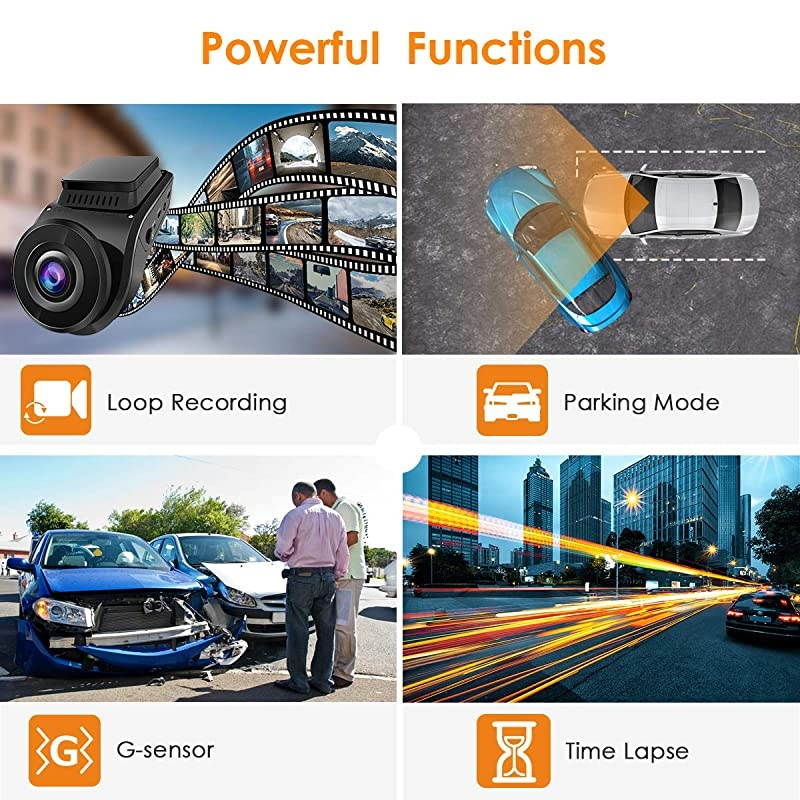 S1 Dual 1080P Dash Cam Front and Rear Built in GPS Speed Dash Camera 2880x 2160P Single Front Super Capacitor Low Light Night Vision 24hr Parking Mode Motion Detection Support 256GB Max